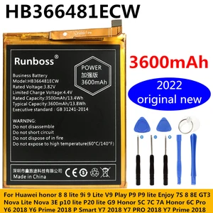 Реальный 3600mAh HB366481ECW Аккумулятор для Huawei GR3 2017 Honor 8 9 Lite P8 lite 2017 P9 Lite 2018  строчка
