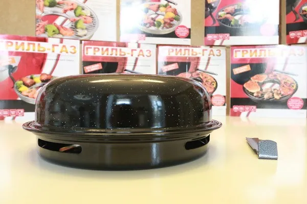 Сковорода гриль газ эмалированная с мраморной крошкой D 518 d=33 см|Сковороды| |