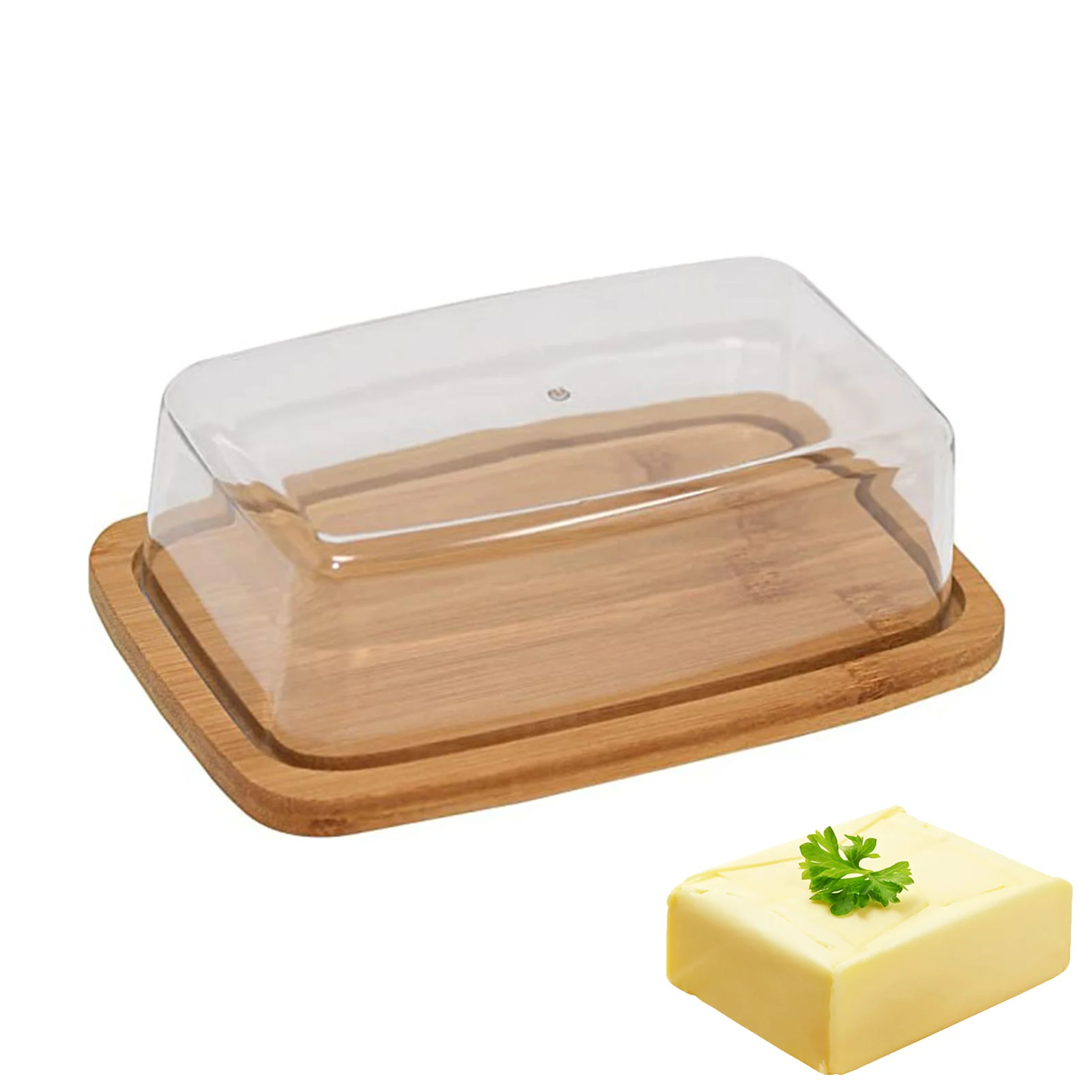

Kitchen Butter Dish Box Holder Tray with Lid and Knife Cheese Board Server Crisper Transparent Plastic Storage Container