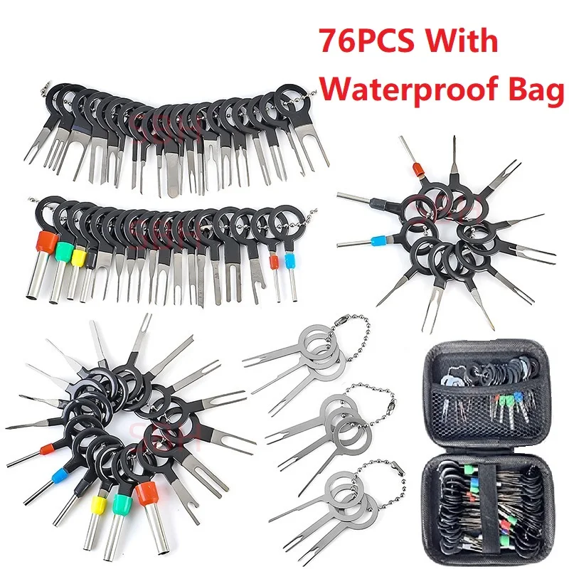 

Terminal Ejector Kit Tools With Waterproof Bag Wire Connector Extractor Automotive Terminal Wire Terminal Removal Tool 76PCS