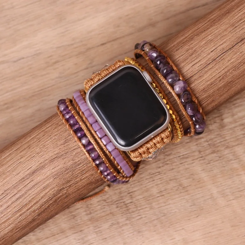 

Natural Stone Strap Bracelet for Apple Watchbands Bohemia Beaded Band Smartwatch Wrist Bracelet for Iwatch Series Accessories