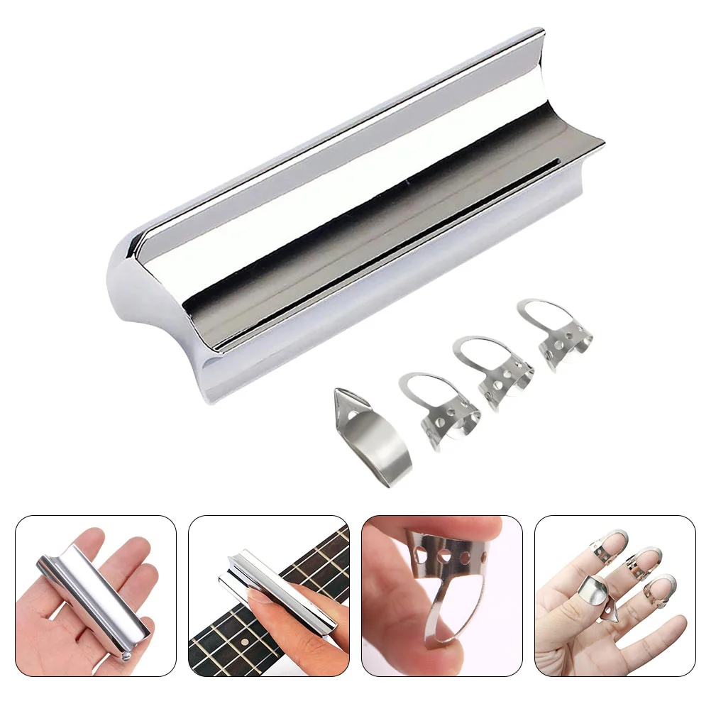 

5 Pcs Solid Body Electric Guitars Sound Bar Lap Steel Slide Tone Rail 7.6X2.4X1.8CM Metal Slides Silver Stainless Bars