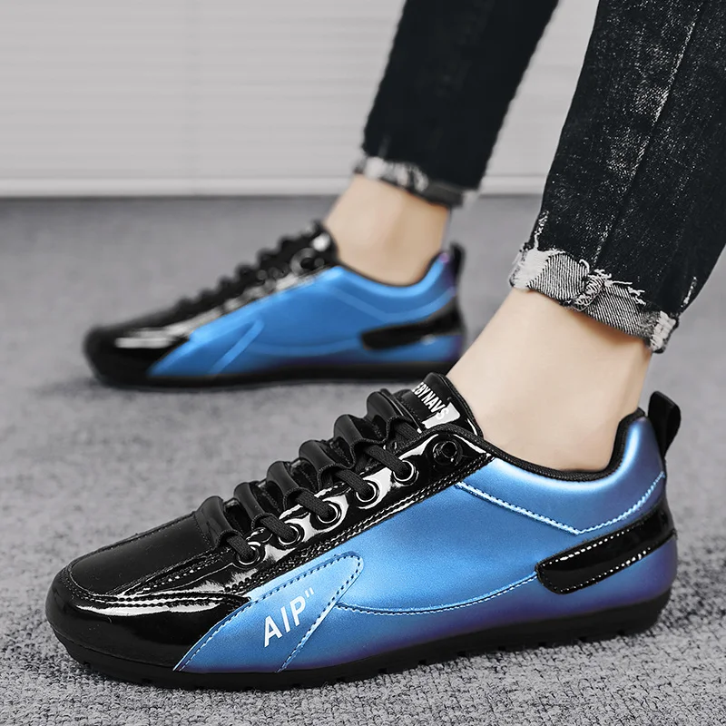 Кроссовки мужские с низким вырезом модные повседневные Яркие Кожаные на