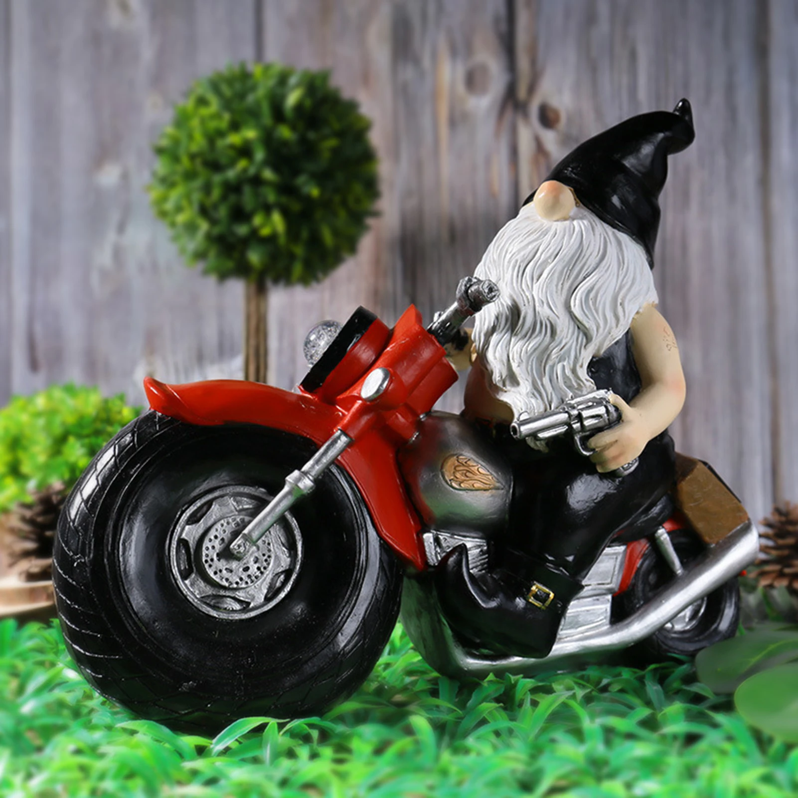

New Naughty Garden Gnome Motorcycle Statue With Solar Charging Front Lights Motorcycle Lovers Gift for Home Patio Yard Decor