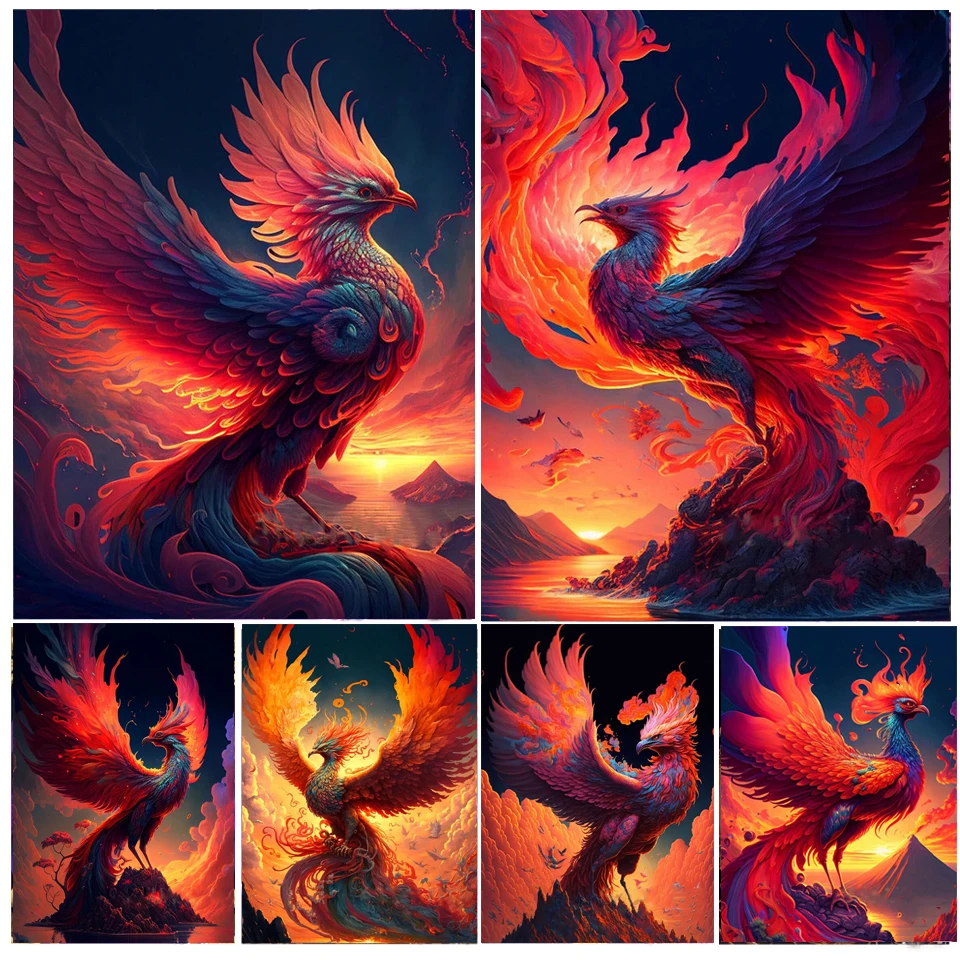 Фэнтезийный Феникс 5D DIY наборы для алмазной живописи мифическая фотосессия полная квадратная/круглая Алмазная мозаика A344