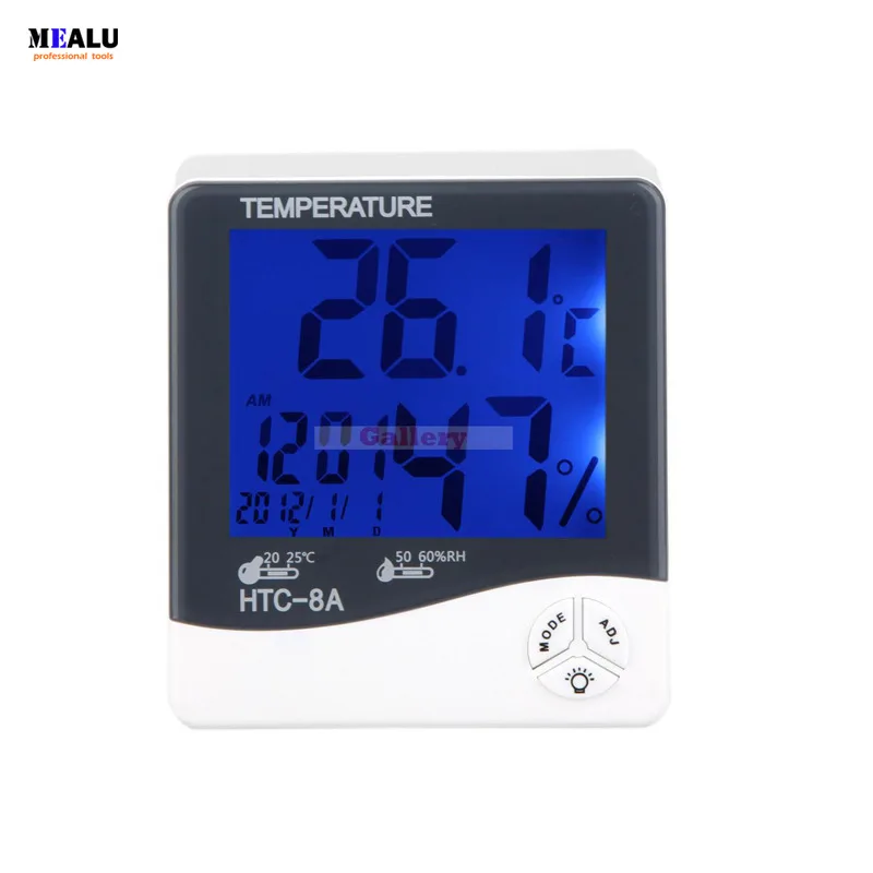 

Htc-8a Digital Luminous Electronic Thermo Hygrometer Thermometer Temperature Humidity Tester with Lcd Backlight & Clock