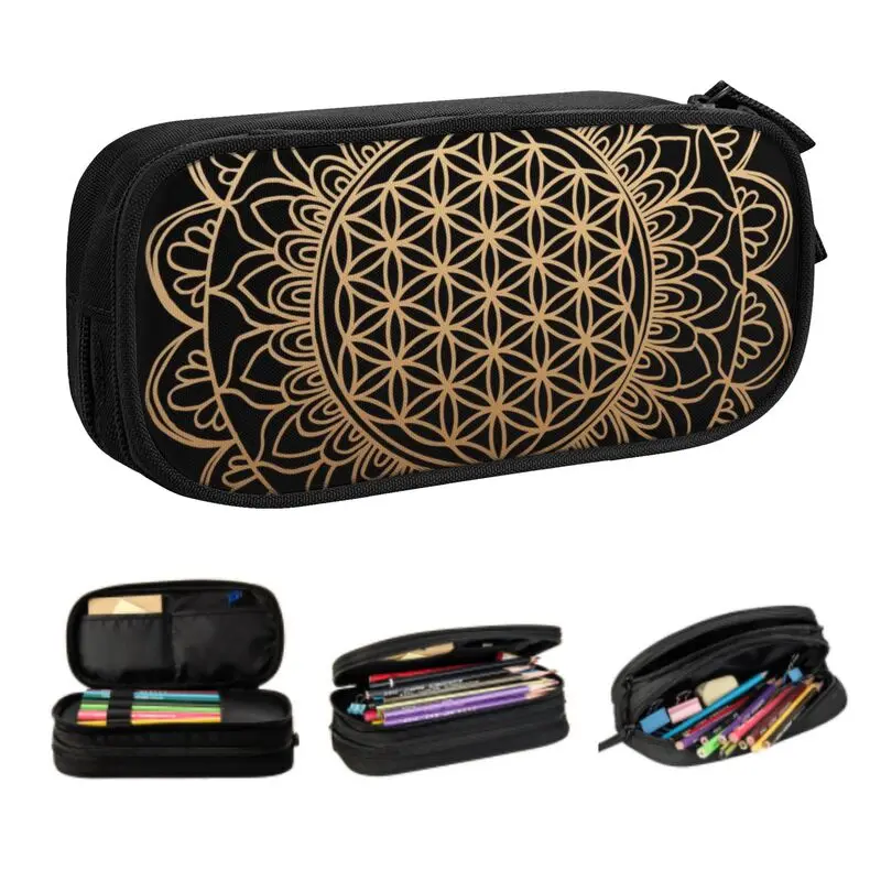 Cases For Girl Boy Large Capacity Sacred Geometry Pencil Box School Accessories