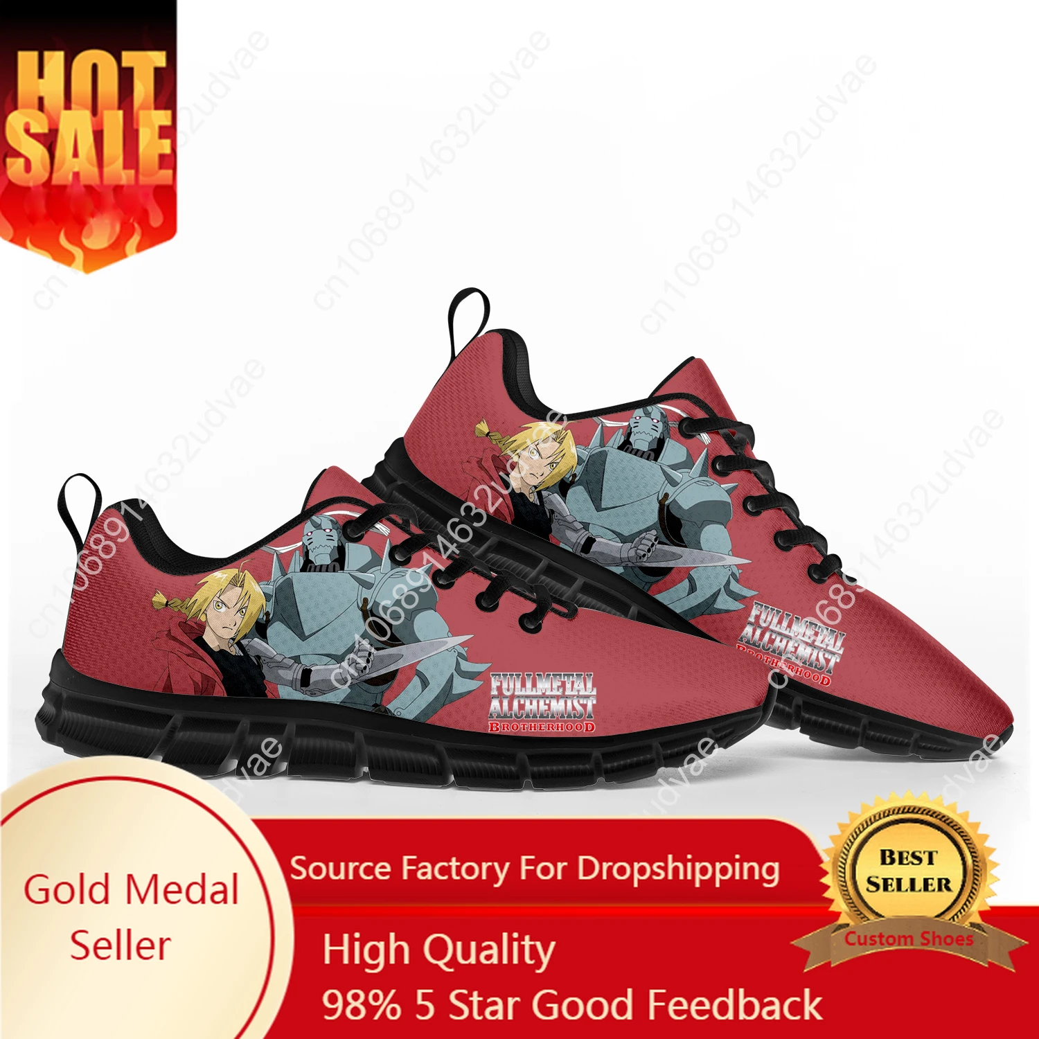 

Anime Fullmetal Alchemis Manga Sports Shoes Mens Womens Teenager Kids Children Sneakers Custom High Quality Couple Casual Shoe