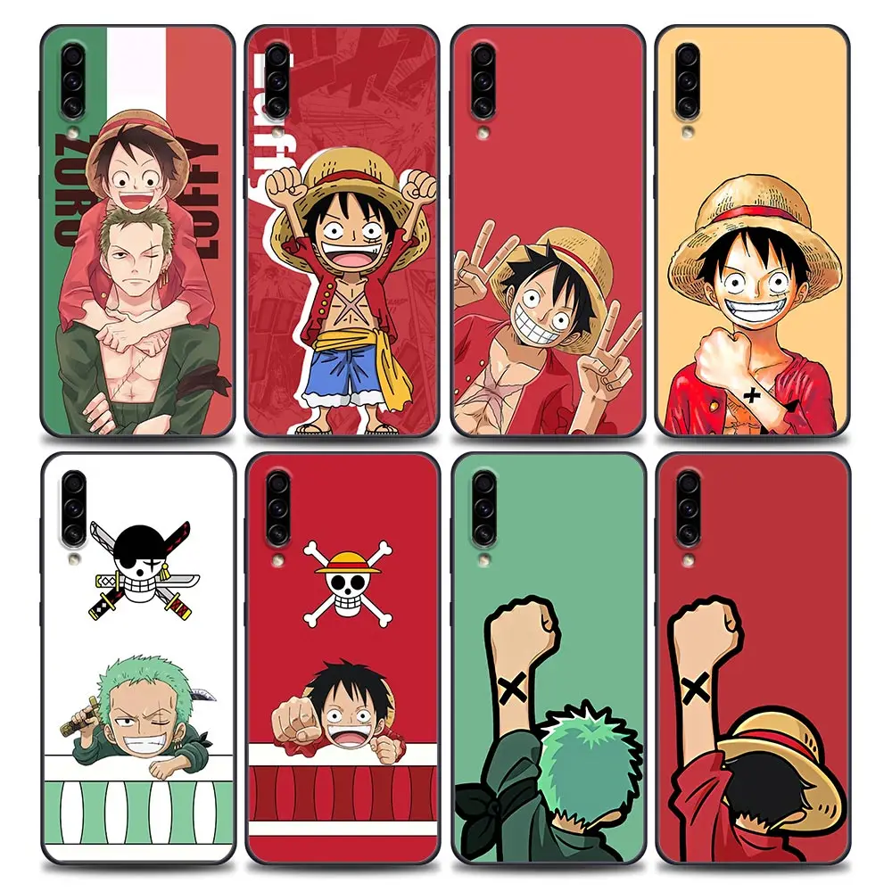 

ONE PIECE Anime Phone Case for Samsung Galaxy A10 A20 A30 A30s A40 A50 A60 A70 A80 A90 5G A7 A8 2018 Black Soft Cover Luffy Zoro