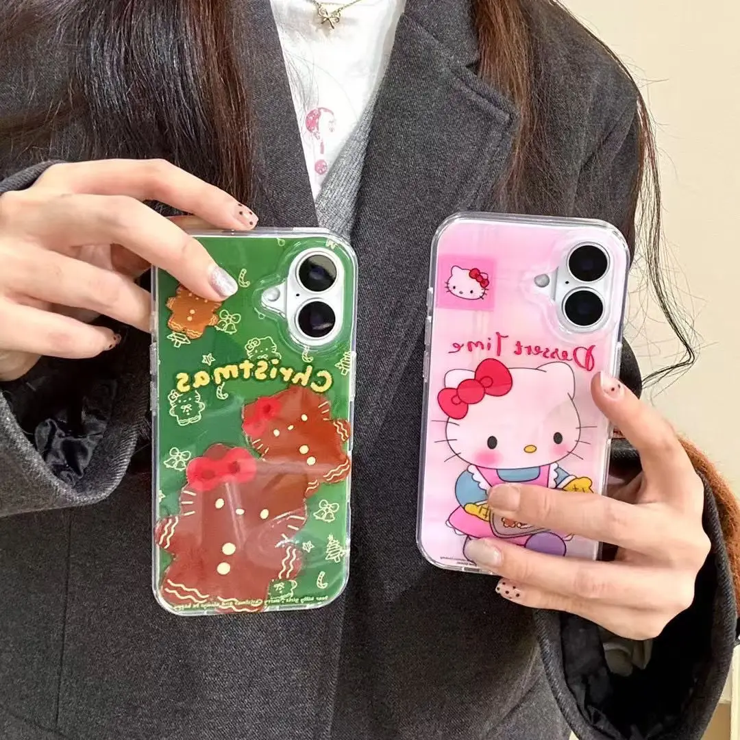 Чехол для телефона Sanrio Hello Kitty Gingerbread Man iPhone 16 15 14 13 12 11 Pro Max 78 Plus XR XS MAX MINI Y2K милая