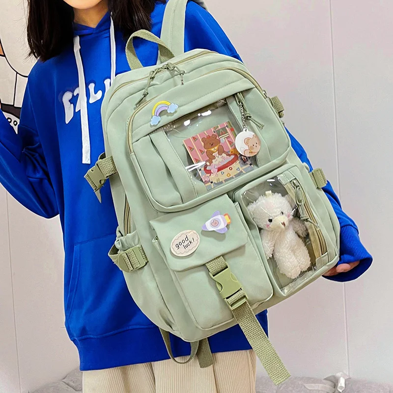 

Милые женские рюкзаки, водонепроницаемый нейлоновый школьный рюкзак с несколькими карманами для студенток, женские милые рюкзаки для ноутбука