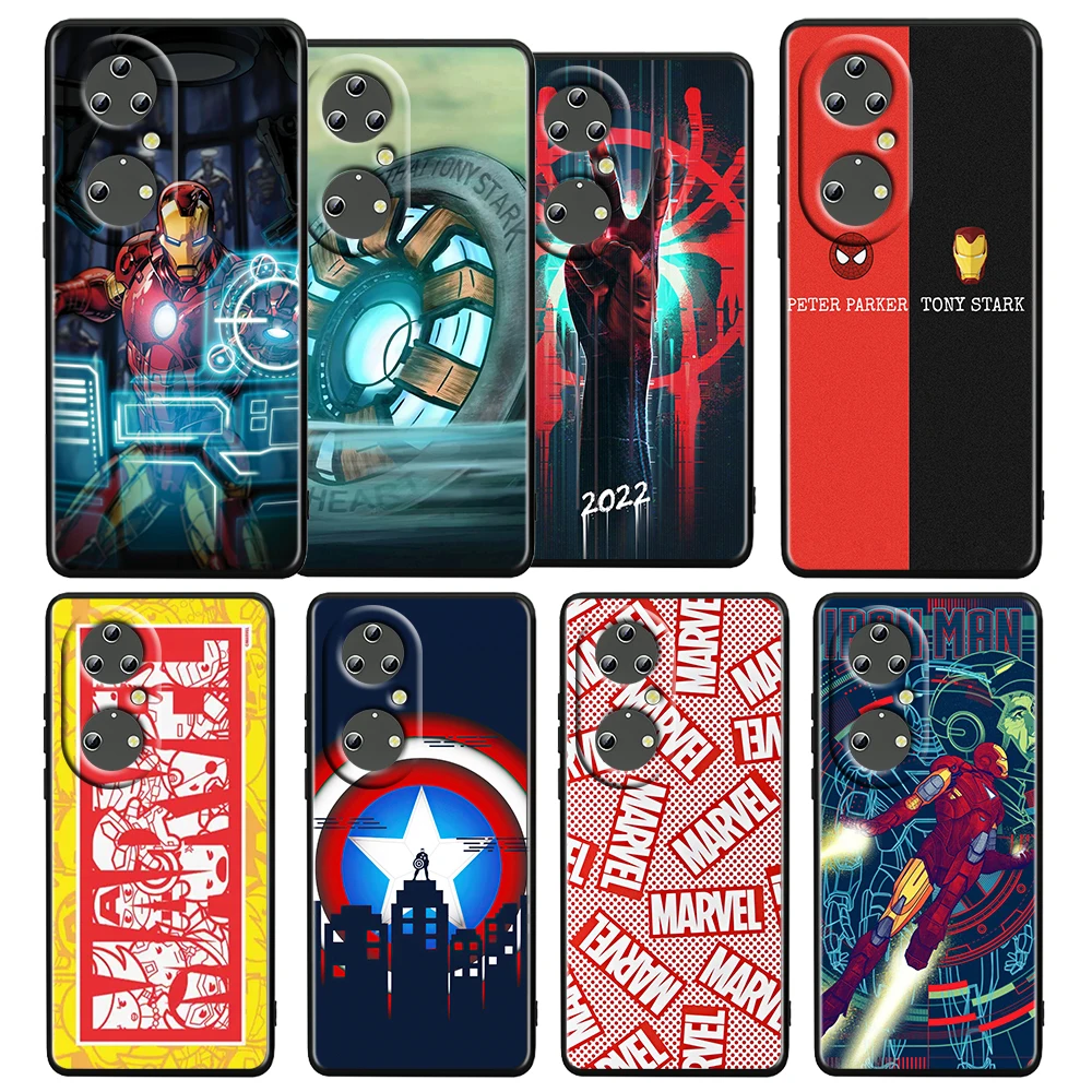 

Marvel Avengers Iron Man For Huawei P50 P20 P30 P40 5G P10 Pro Lite E Plus P9 Lite Mini Silicone Soft TPU Black Phone Case Cover