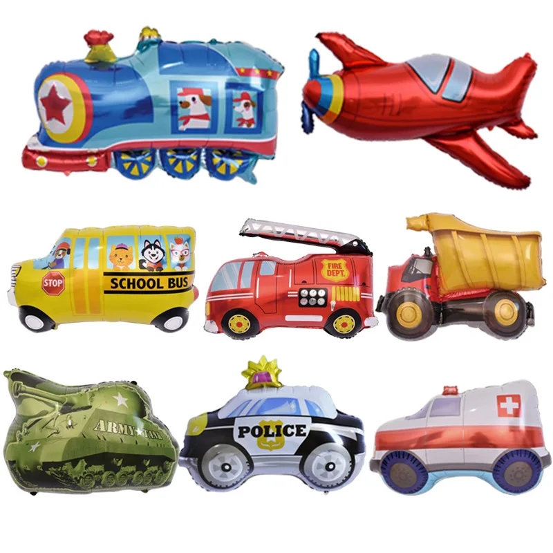 3D Large Foil Balloon Truck Fire Truck Airplane Yacht Tank Car Balloons Child Birthday Party Decor Baby Shower Globos Kids Toy
