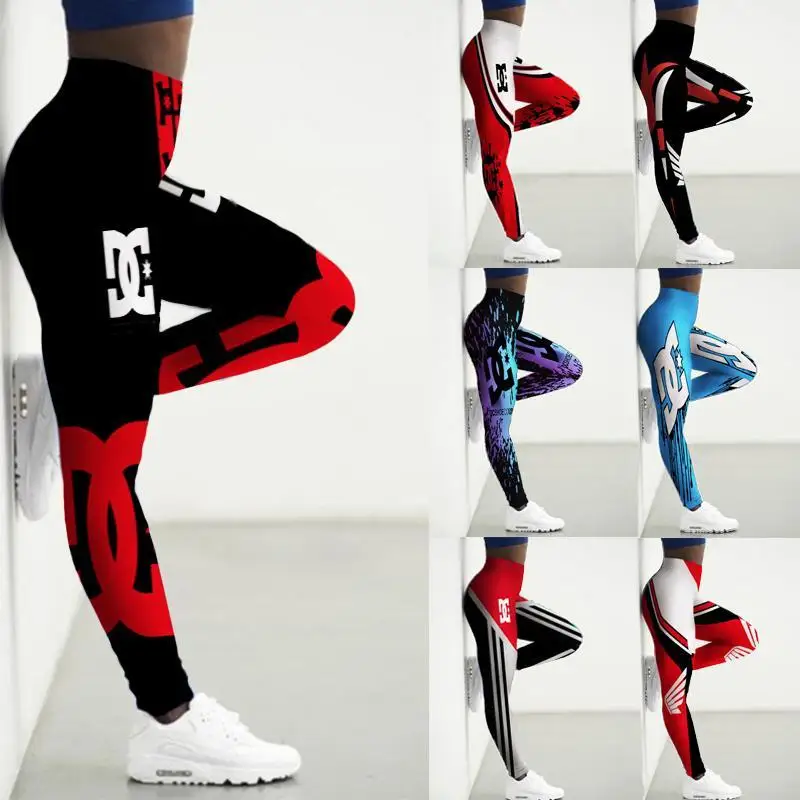

Леггинсы женские с высокой талией, спортивные штаны для йоги с 3D принтом логотипа, одежда для спортзала, тренировок