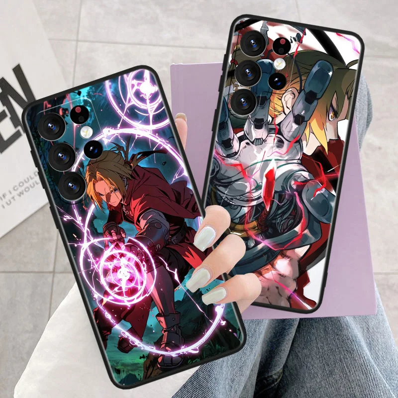 Чехол для телефона Fullmetal Alchemist Edward Elric Samsung Galaxy S25 S24 S23 S22 S21 S20 S10E Ultra Plus Lite FE Black Cover Funda
