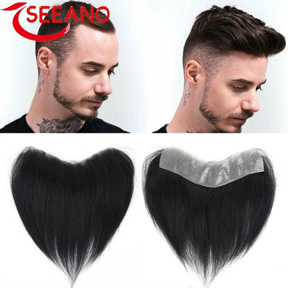 SEEANO Synthetic Forehead Hairline Toupees V-shaped Front Fassels Forehead Invisible Wig Tapes Men's Invisible Wig Stickers