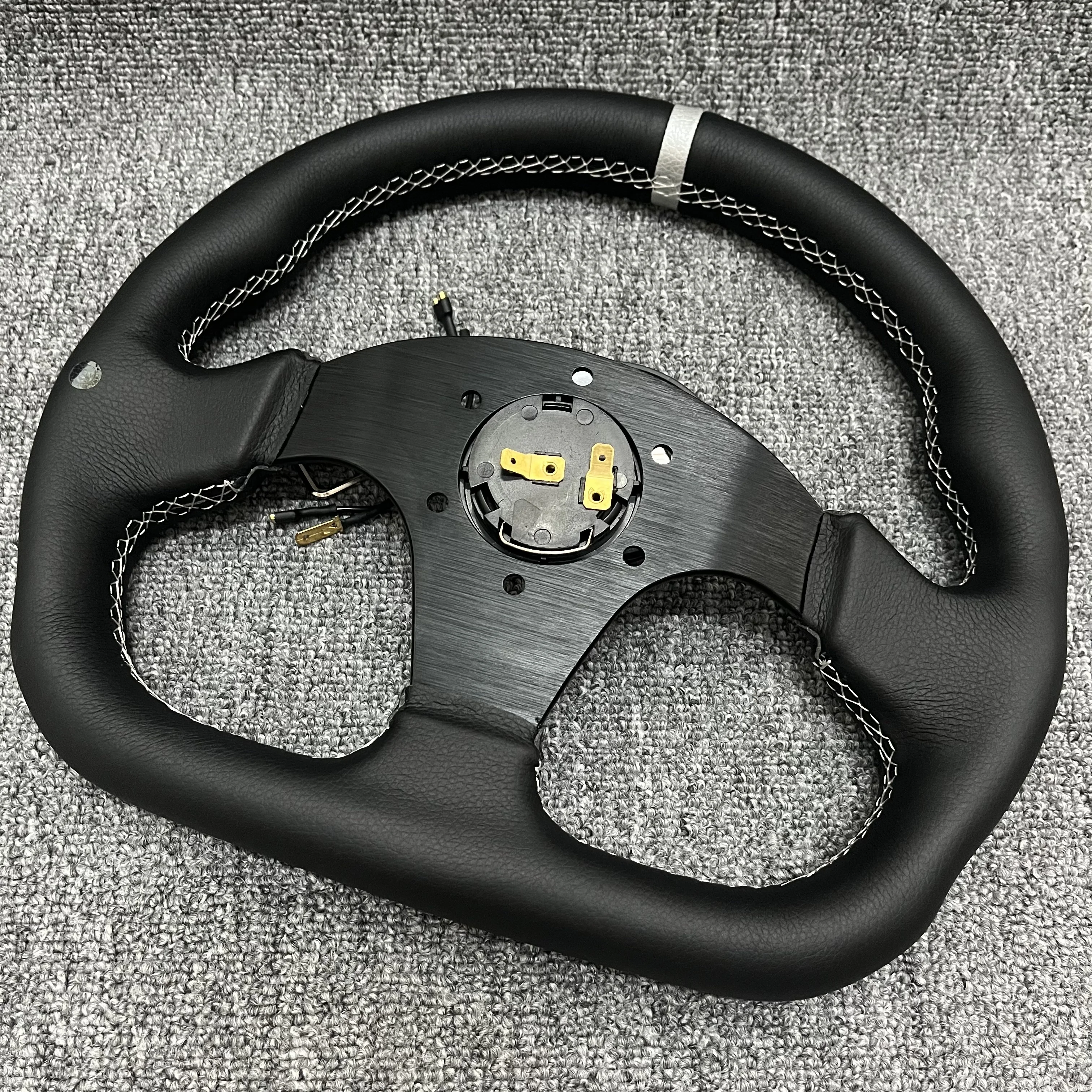 Черный кожаный руль D-образной формы 320 мм гоночное белое серебряное кольцо с