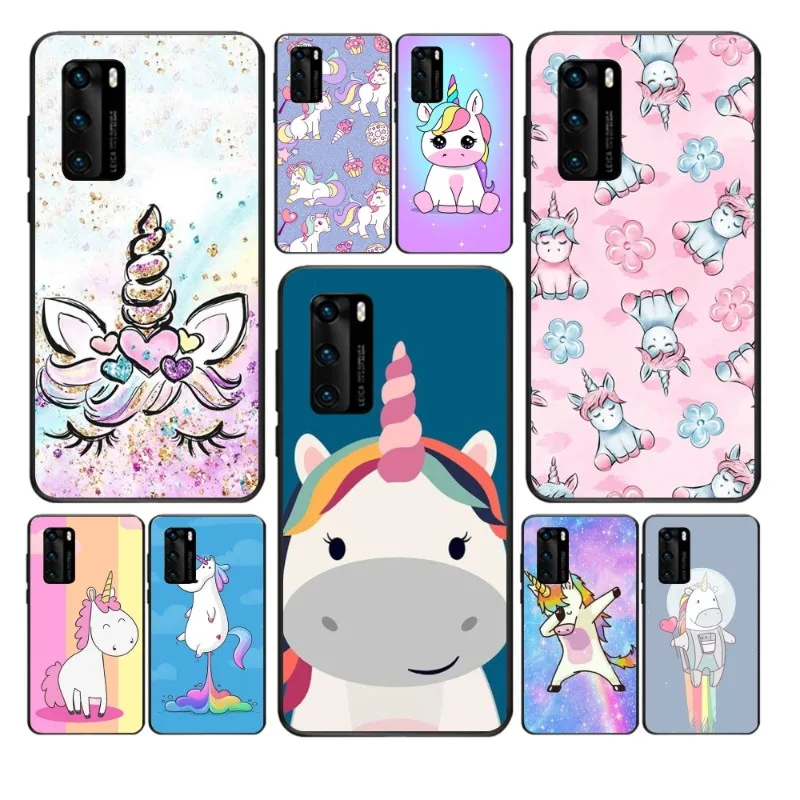 Мультяшный Единорог чехол для телефона Huawei Y6 Y7 Y9 Prime 2019 Y9s Mate 10 20 40 Pro Lite Nova 5t