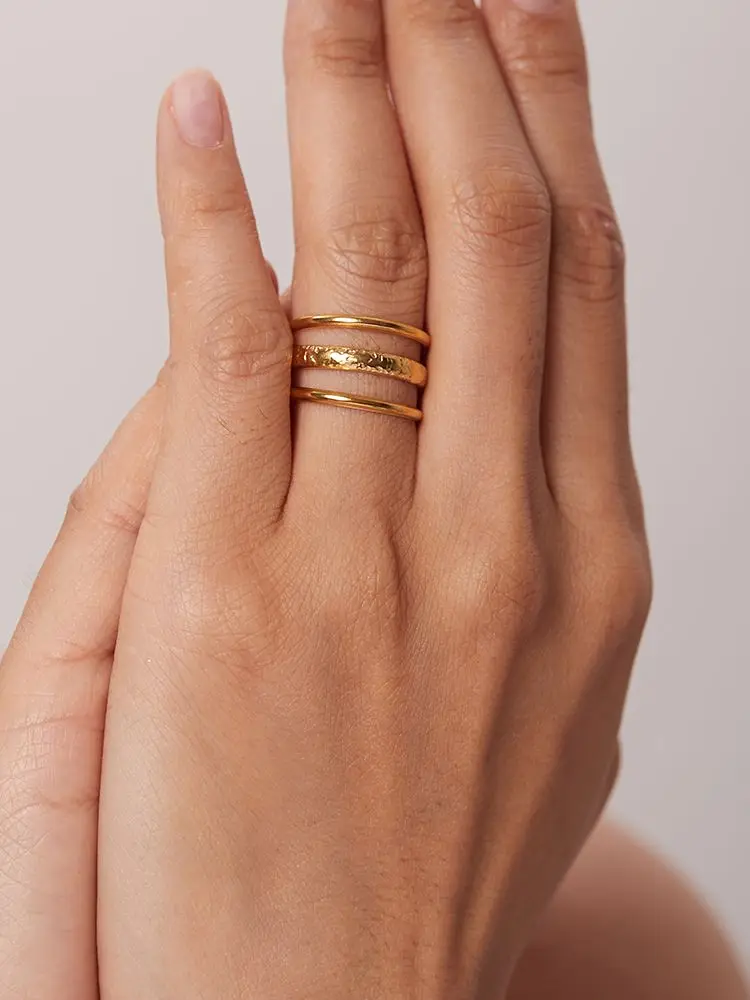 Uworld 18k золотые кольца для женщин минимализм из нержавеющей стали геометрические
