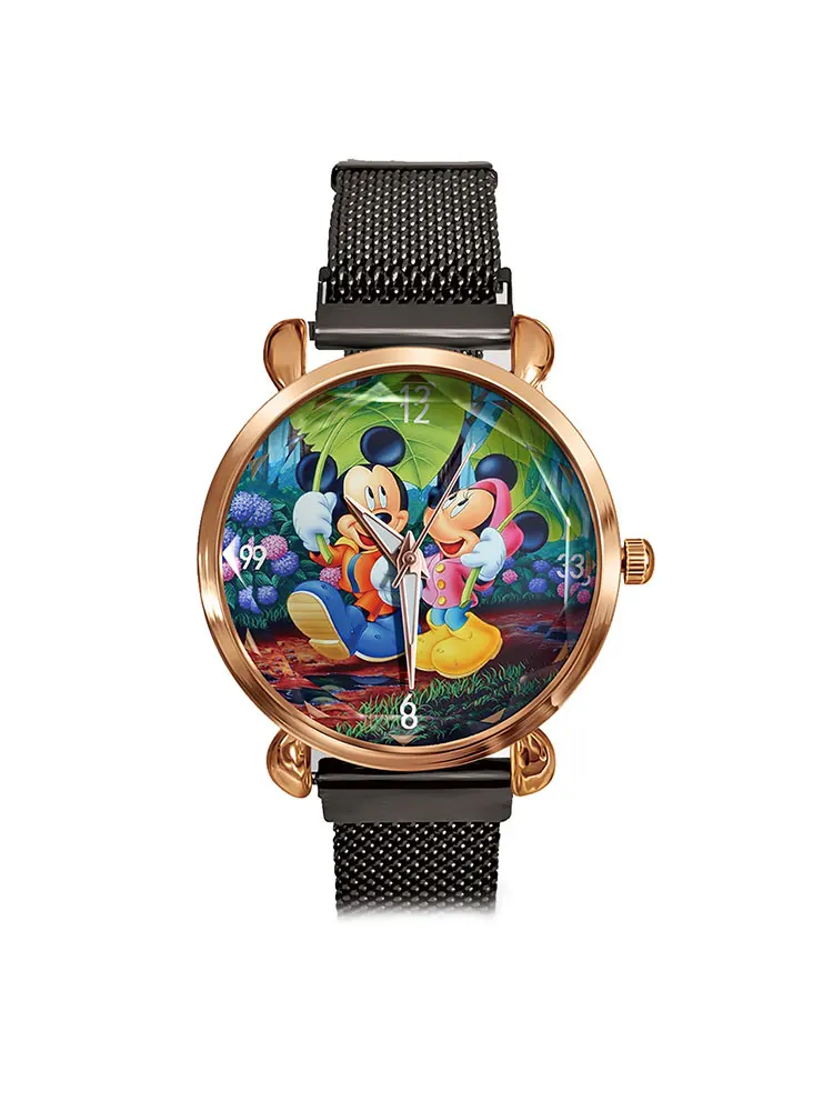 

Disney Ladies Magnetite Stainless Steel Mesh Strap Quartz Watch Winnie the Pooh Pattern Fashion Casual mickey Decoration Watch