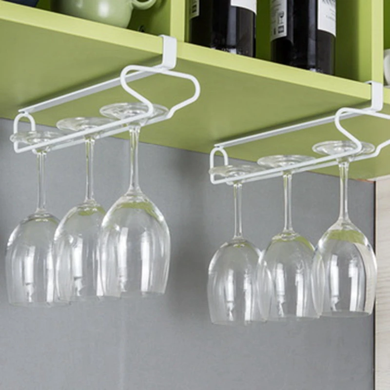 

2Pcs Useful Iron Wine Rack Glass Holder Hanging Bar Hanger Shelf Iron Wine Glass Rack Stand Paper Roll Holder