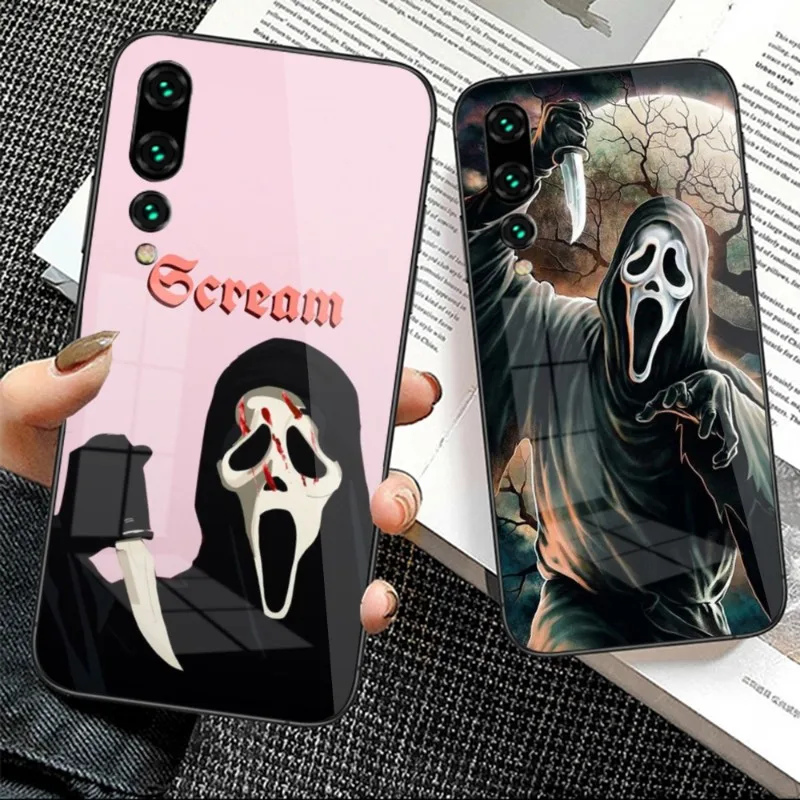 

Чехол для телефона с изображением крика призрака для Huawei P50 P40 P30 P20 Pro Mate 40 30 20 Pro Nova 9 8 7 PC стеклянный чехол Funda Shell