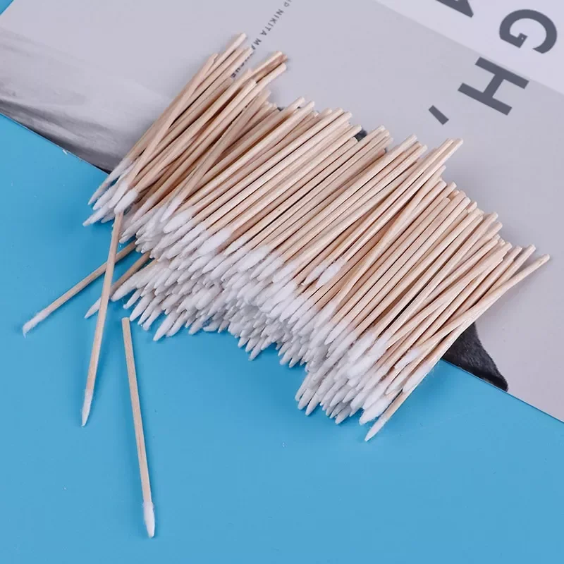 

300pcs/100pcs Wood Handle Cotton Swabs Mini Tip Head Cotton Swab Eyebrow Tattoo Makeup Color Nail Seam Dedicated Dirty Picking