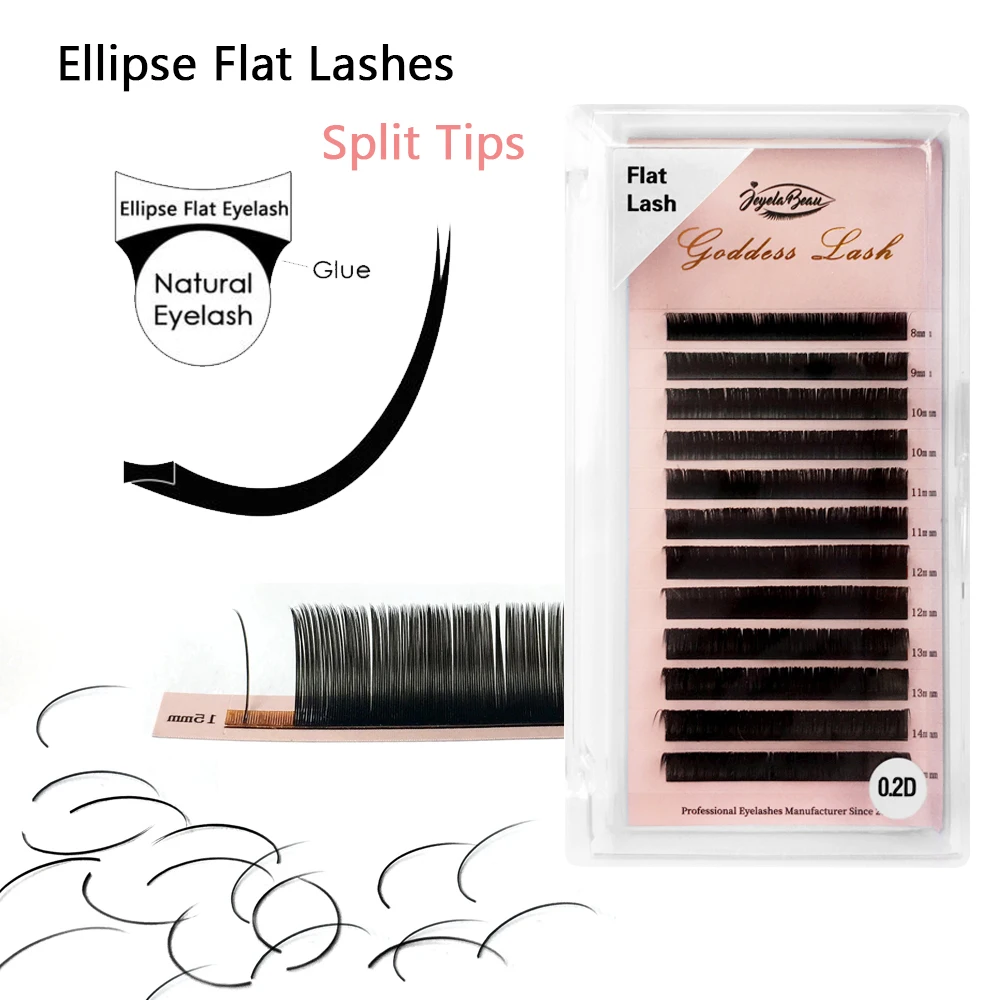 

SUPER Mink Black Ellipse Flat Eyelash Extension Soft Tips Light Weight Individual Mink Hot Sale Professional Private Label