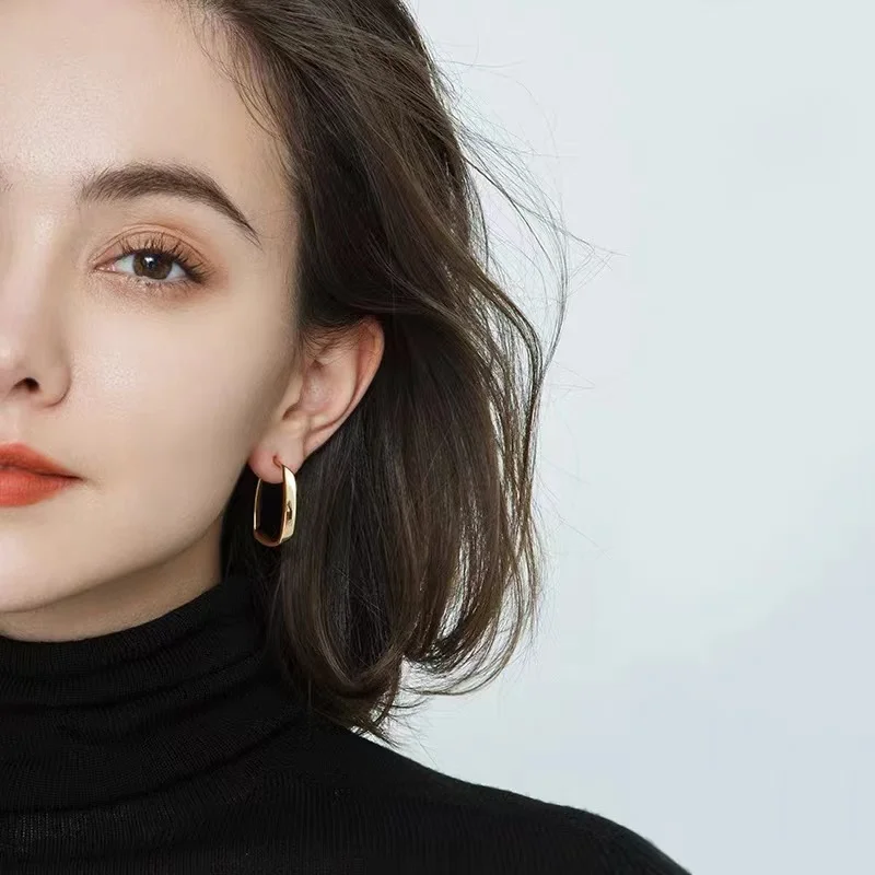 Женские серьги-кольца Fanualoli серебро 925 пробы геометрические квадратные