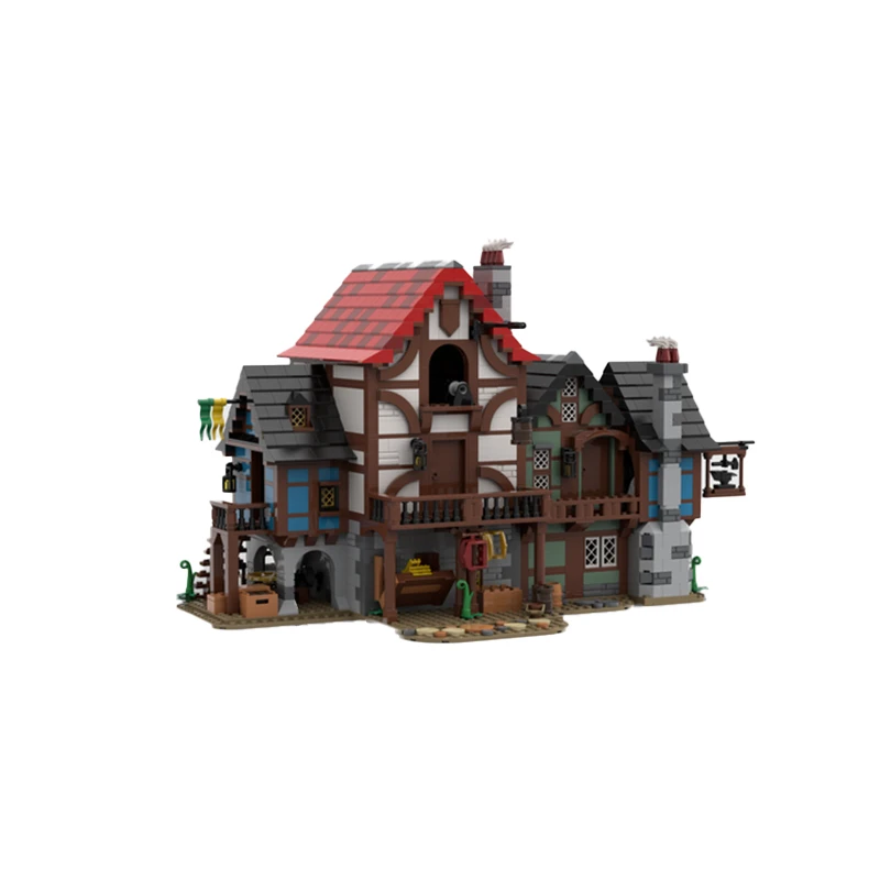MOC- 150889 Street View Архитектурная серия Хатина Дом Средневековая аллея Модель