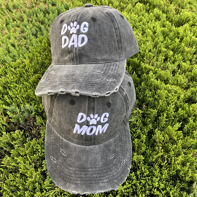 

New Embroidered Dad Mom Letter Baseball Cap Ripped Hole Shading Outdoor Hats Adjustable Caps Unisex Vintage Dad Hat