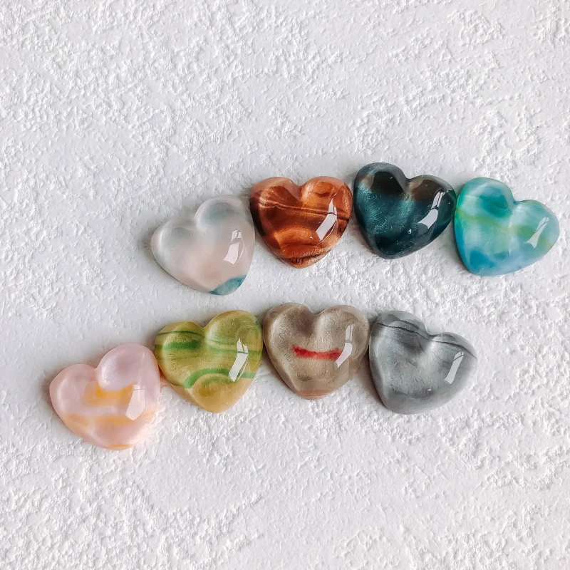 Resin Plastic Flat Back Heart Shape Clear Spacer Pendant Earring Charms Accessories Jewelry Component Diy Handmade 10pcs - купить по