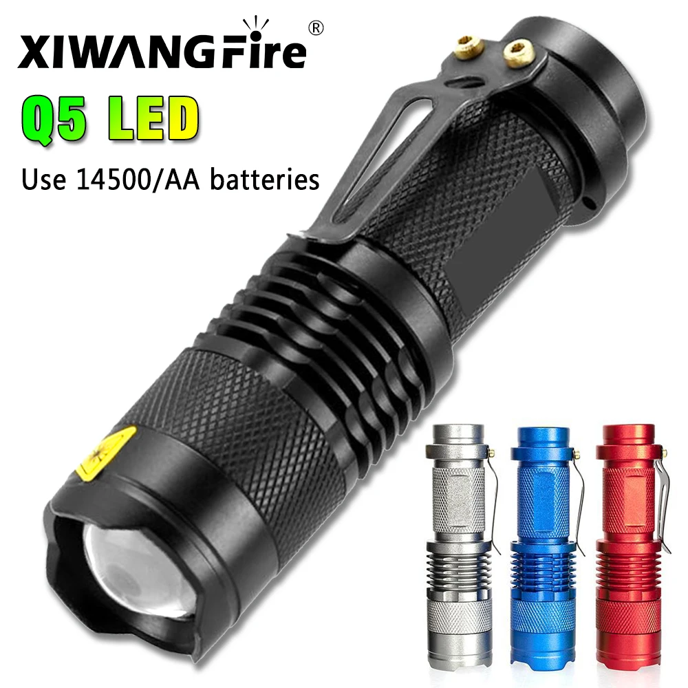 

Q5 LED Dimming Mini Glare Flashlight Can Use 14500/AA Battery Telescopic Zoom Flashlight Torch Lamp Bulbs Lantern for Camping