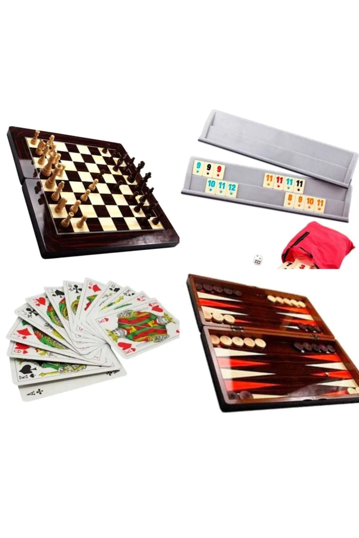 

Chess-Backgammon-Checkers-Playing Card Game Set