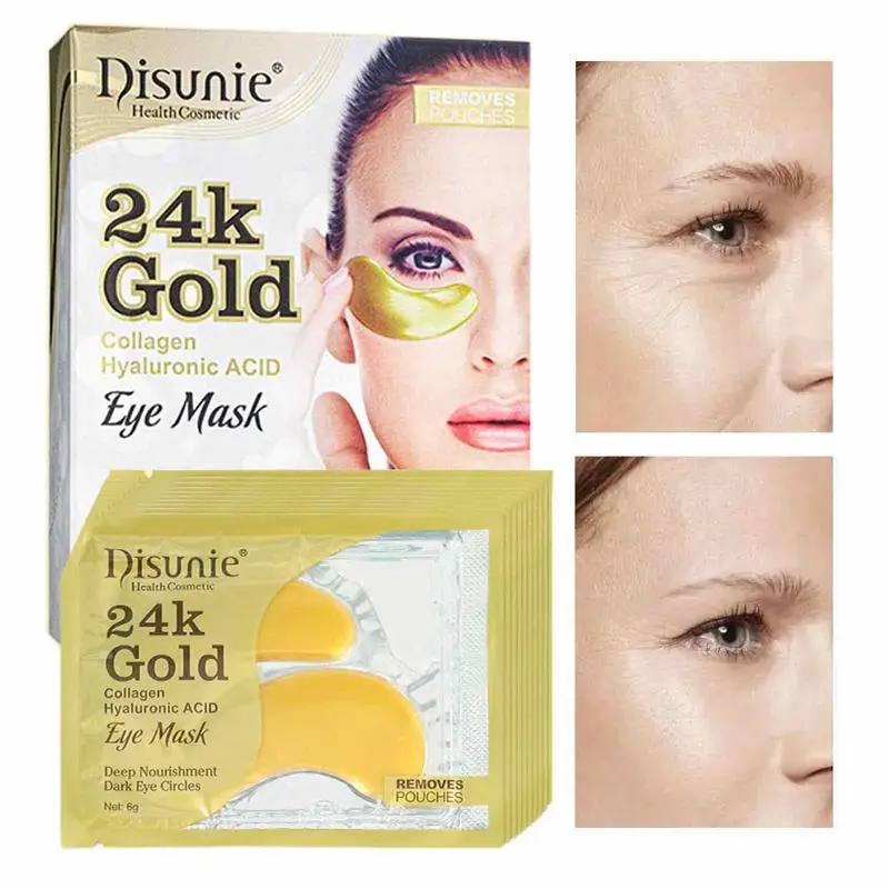 

24K Gold Under Eye Pads Hyaluronic Acid Moisturizing Eye Patches Skincare Eye Patch Reduce Dark Circles Undereye Bags