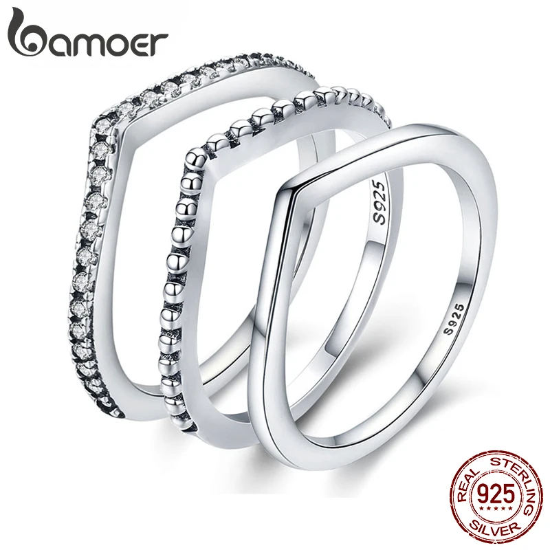 Серебряные кольца BAMOER с цирконами