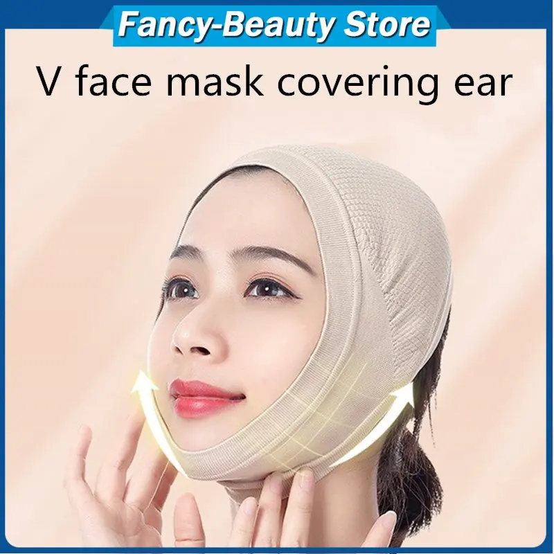 Face Slimming Bandage Wrap V Face Mask Efficient Face-lift Double Chin Thin Firming Covering Ear Design Bandage Mask for Women