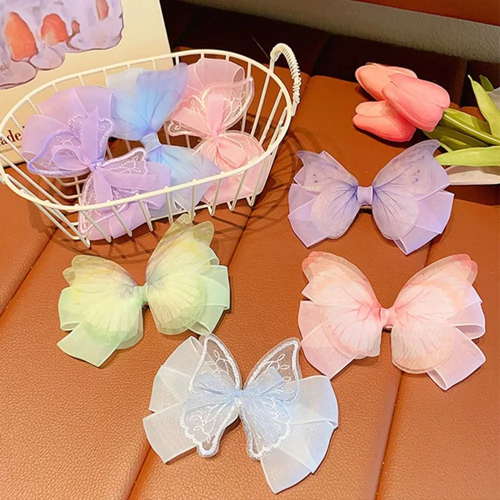 

Cartoon Fashion Embroidered Alloy Lovely Gauze Girl Gift Girl Hair Clip Kids Bangs Clip Butterfly Barrette Korean Style Hairpin