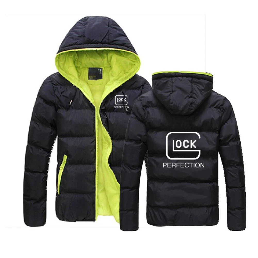 

2022 Glock Perfection Shooting Men Autumn Winter Color Block Zipper Warm Cotton Coat Casual Hooded Jacket Fashion Outdoor