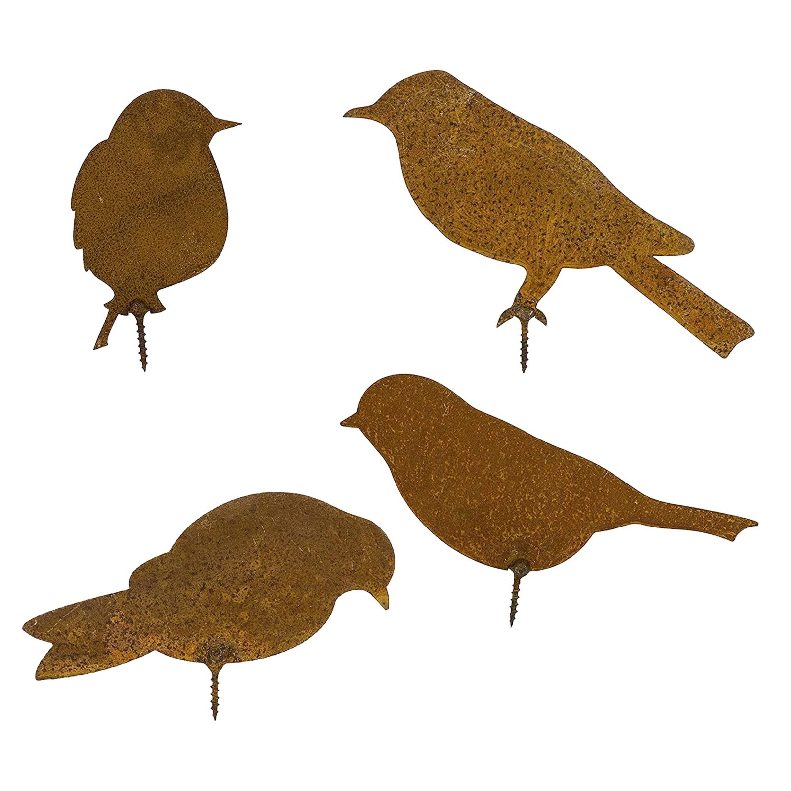 Металлический садовый искусственный силуэт с птицами и ржавым патином