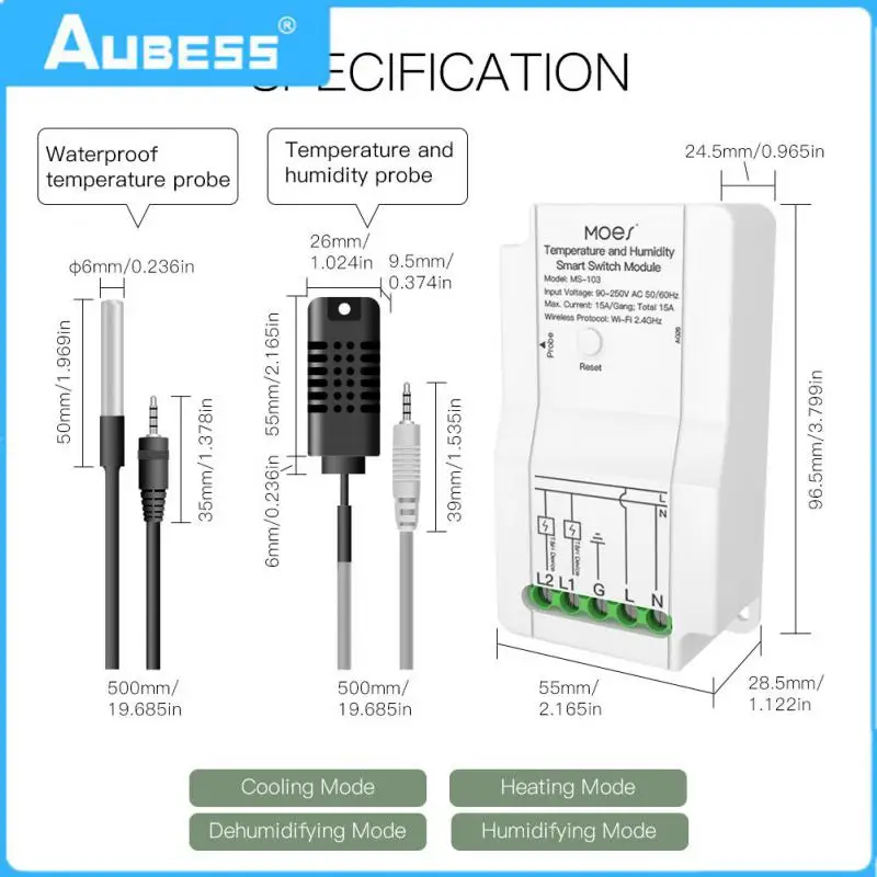 

Compatible With App Smart Temperature Humidity Multifunctional Switch Module Kept Constant Wide Compatibility Tuya Wifi