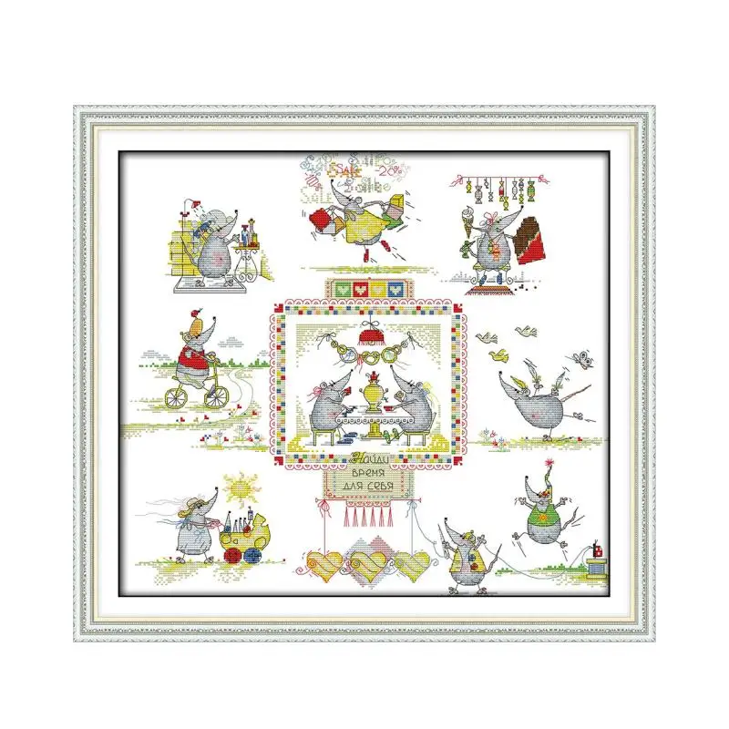 

The mice's wedding cross stitch kit cartoon Pattern printed on canvas DMC embroidery handmade needlework craft supplies material