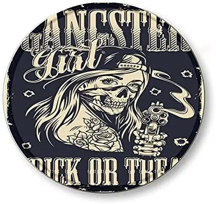 

Round Metal Tin Sign Gun Get Out Gangster Suitable for Home and Kitchen Bar Cafe Garage Vintage Style Home Decor Wall Decor