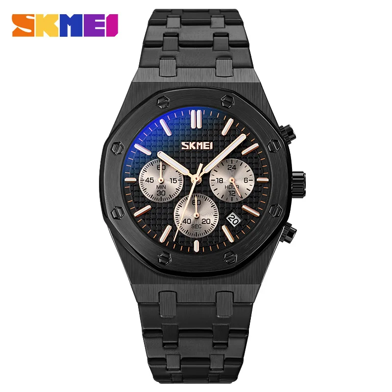 

SKEMI 9296 Quartz Watch Men's Luxury Waterproof Charm Stainless Steel Stopwatch Chronograph Men Watches Clock Reloj Masculino