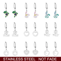 cartoon cut pendant love mom earrings stainless steel enamel earrings silver color fashion trendy women jewelry girls gift