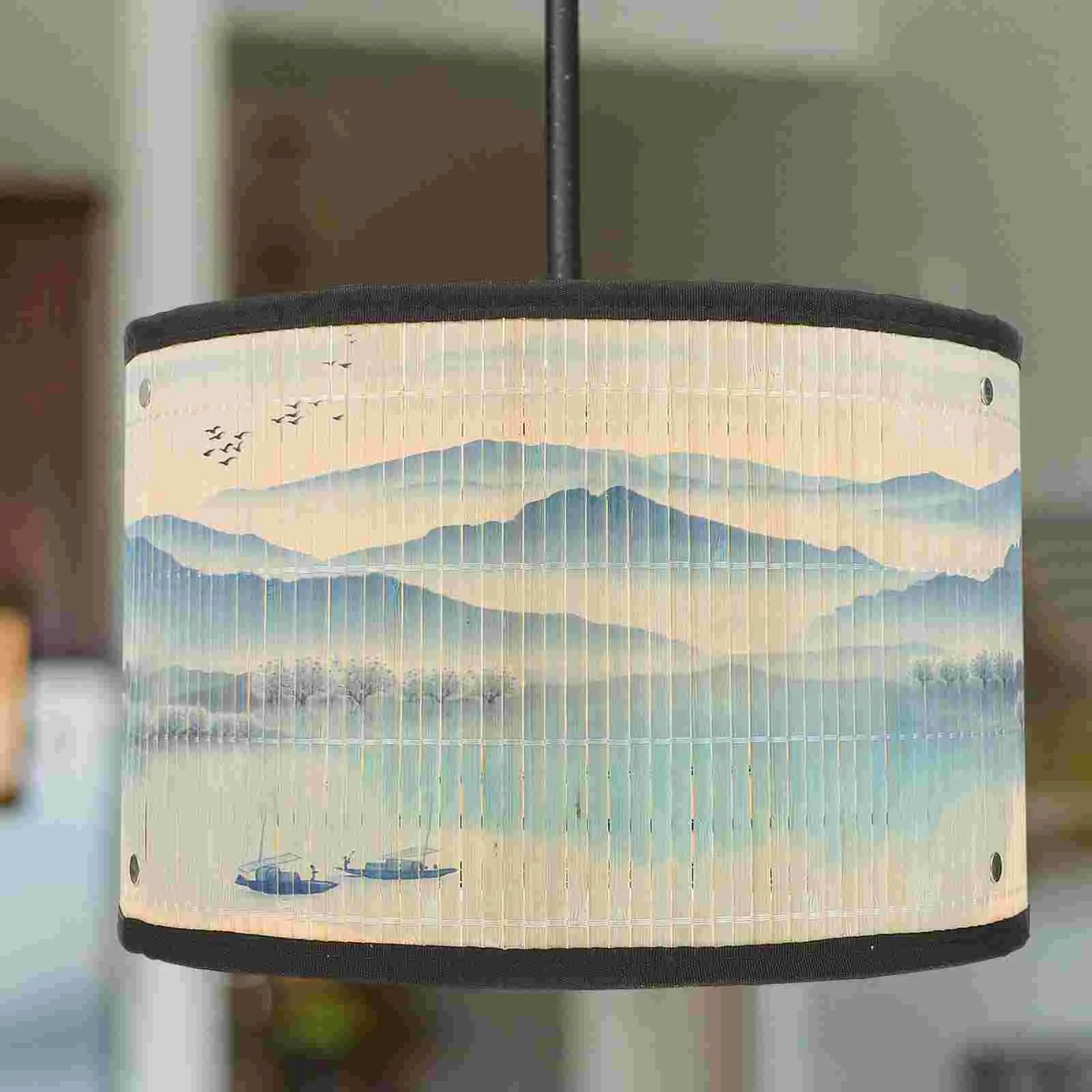 

E27 Bamboo Lampshade Decorative Light Cover Room Color Ceiling Japanese Style Pattern Accessory
