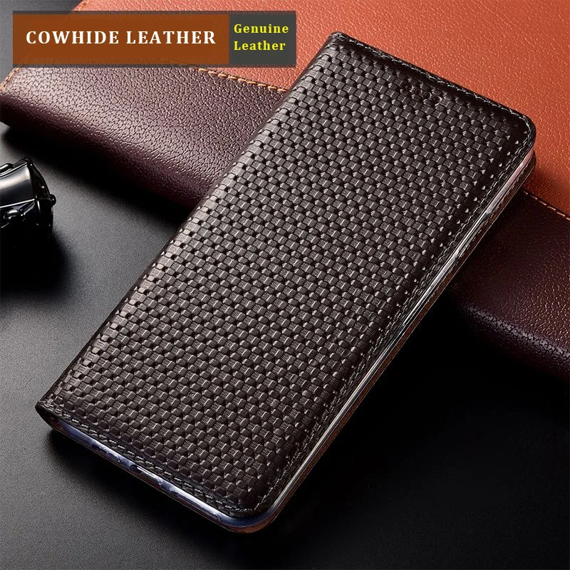 

Business Cowhide Genuine Leather Flip Case For Motorola Moto G 5G Plus G Pure G Power Phone Wallet Cover With Kickstand