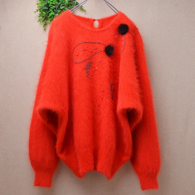 Женский Mujer осенне-зимний рождественский красный винтажный свитер с волосатой
