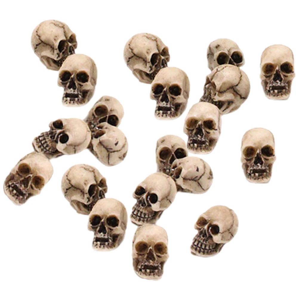 

20 Pcs Cake Topper Decorations Artificial Decor Exquisite Head Skulls Ornaments Halloween Resin Party Layout