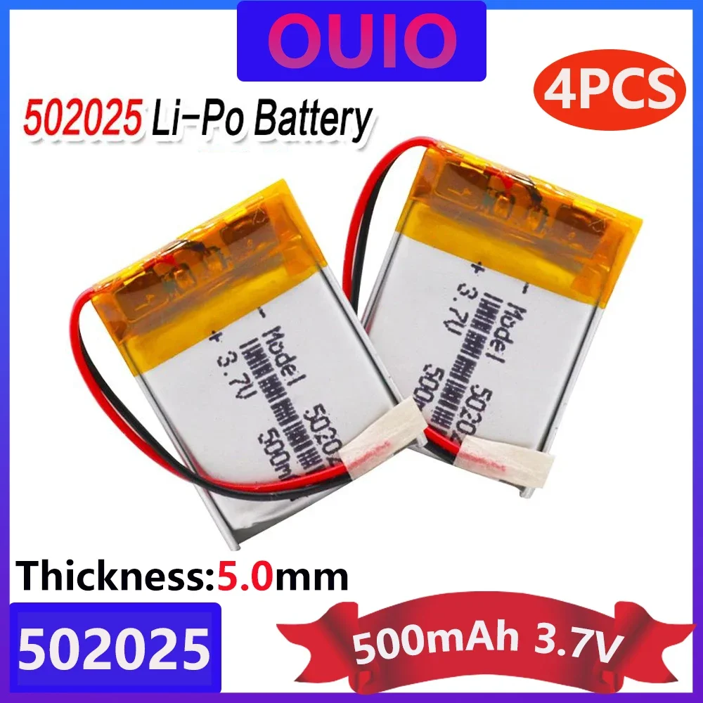 4 шт. перезаряжаемые литий-полимерные батареи 3 7 в 500 мАч 502025 для PSP Смарт-часы со